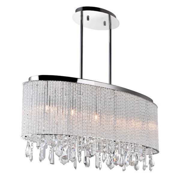 Cwi Lighting Benson 5 Light Drum Shade Chandelier With Chrome Finish 5562P26C-O Clear - main